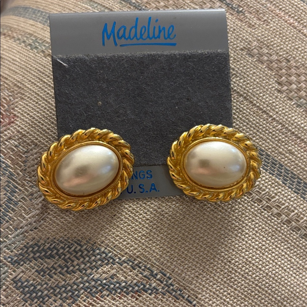 Madeline Gold and Pearl Oval Earrings
